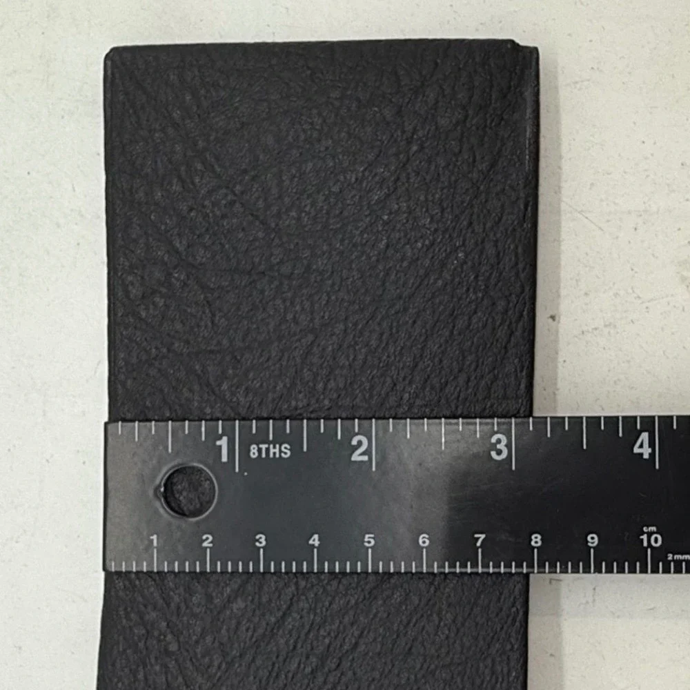 Vtg Swank Black Leather‎ Billfold Wallet Snap Closure Mens SK3J-T 1960s unused